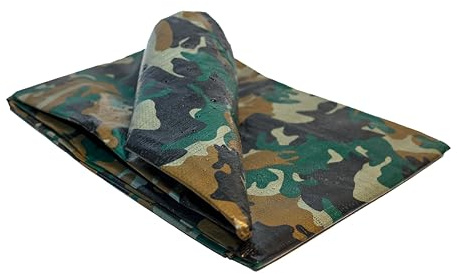 TARPAFLEX 5.4m x 7m Camouflage Tarpaulin Waterproof Lightweight Tarp Sheet Cover, 80gsm Multipurpose Groundsheet With UV Protection & Shrinkproof Material