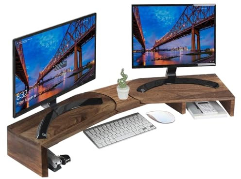Fleau Home Monitor Riser - Laptop Stand - Laptop Riser - Desk Organizer - Screen Riser - Wood (Natural Bamboo Wood Finish (Brown))
