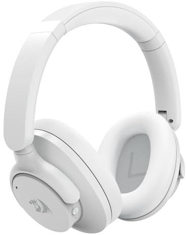 Redragon H610 Wireless Gaming Headset for PS5, PS4, PC, Mac, NS - BT 5.3 with ANC Noise Cancellation, 50H Battery, Lightweight, Over-Ear Headphones with Built-in Mic, White