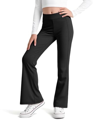 Domueay Leggings Deportivos para Niña Cómodo Acampanados Pantalón 5-14 años | Elástico, Mallas Bootcut, Cintura Alta, Casual Pantalones, Legging Infantil Baile Escolar Ropa Suaves Opacas Primavera Vtoño