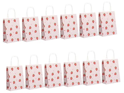 TOPBATHY 12 Stück Kleine Papier geschenktüten mit Henkel Niedliche Kraftpapier handtaschen für Party Süßigkeiten Mitgebsel Geschenkverpackung Stabile Faltbare Tragetaschen