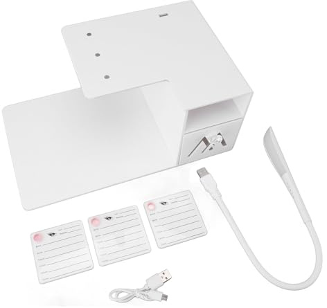 MAMJENNI Eyelash Extension Pillow Stand, for Professional Lash Stylists, with LED Light, 3 Grafting Boards, Drawer Cleaning Box, Portable Design for Salons and Training