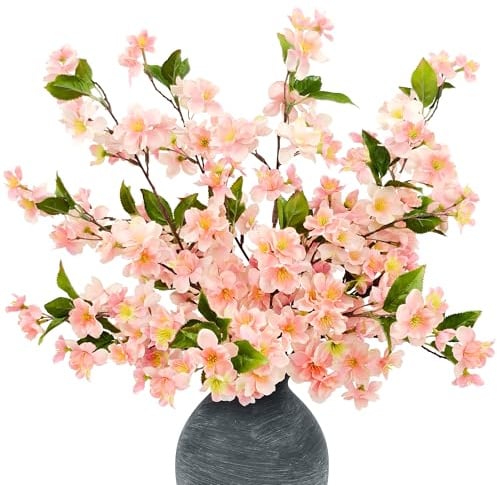 4 fiori di ciliegio artificiali, 60 cm, fiori di ciliegio artificiali, decorazione primaverile, fiori di seta come veri, fiori finti di pesco per vaso da pavimento, decorazione da tavolo, primavera
