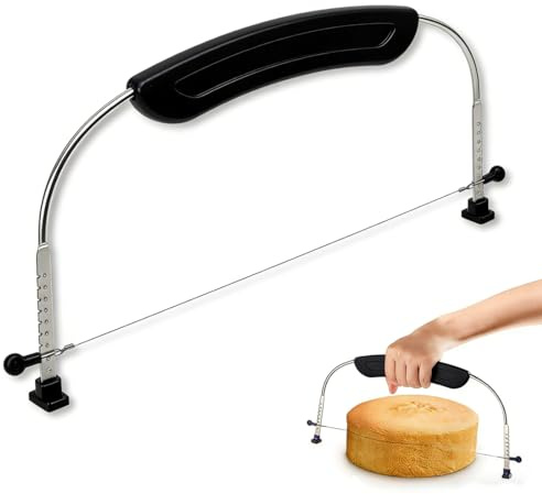 OPVYAEU taglia torta, tagliente di base per torta professionale 27 cm, altezza del taglio della torta in acciaio inossidabile regolabile, filo di taglio a doppio livello, per strati