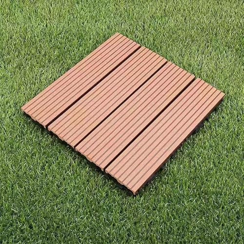HynJGih 12 Blöcke Holz-Kunststoff-Ineinandergreifender Bodenbelag for Garten, Terrasse, Balkon, Rasen, Pflasterboden-Ineinandergreifende Fliesen(A-brick)