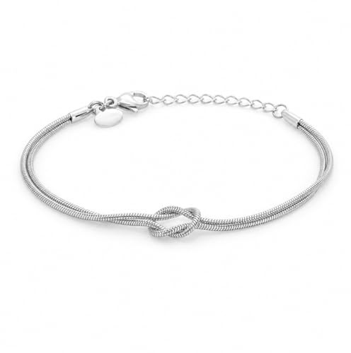 Louis Ciocchetti dal 1887 Bracciale Donna Acciaio con Nodo – Braccialetto Regolabile 16+4 cm, Maglia Fine 1,3 mm, Elegante e Minimal, Idea Regalo Natale San Valentino, Made in Italy