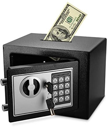 Flexzion Electronic Depository Safe Box with Drop Slot Posting Opening - Digital Keypad Combination Lock Security Cabinet For Home Office Money Documents Gun Cash Deposit Hotel (9x7x7) Black