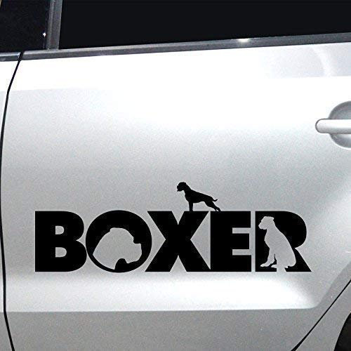 Autoaufkleber Sticker Autoaufkleber Hund BOXER M1 Aufkleber fürs Auto Sticker Hundesticker (Schwarz, 30x10cm)