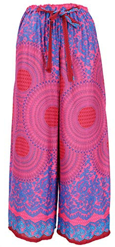 GURU SHOP Palazzohose, Schlaghose, Boho Sommerhose, Hippie Goa Hose - Pink/Flieder, Damen, Synthetisch