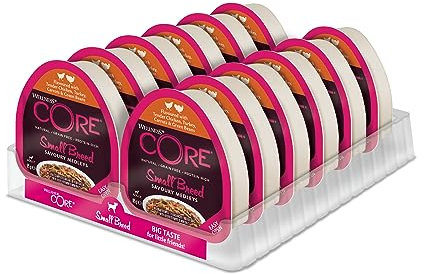 Wellness CORE Small Breed Savoury Medleys, Hundefutter nass für kleine Hunde, Huhn & Pute, 12 x 85 g, ohne Zuckerzusatz, getreidefrei, mit hohem Fleischanteil