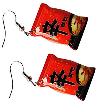 Republe Mädchen Instant-Nudeln Form Kunststoff baumeln Ohrringe Frauen Quadrat-Anhänger-Ohr-Haken Schmuck Geschenk