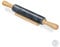 relaxdays Rodillo Cocina Mármol, Asas de Madera de Haya, Palo Amasar, Rulo Amasador Pesado, Soporte, 48 cm, Negro