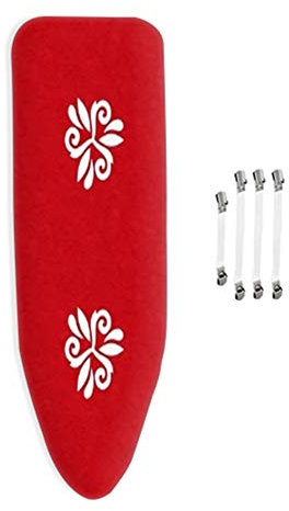 Housse Table à Repasser, Convient à Toutes Les Grandes et très Grandes Planches à Repasser, avec Cordons et 4 Clips, (120-125) x(40-45) cm,Rouge