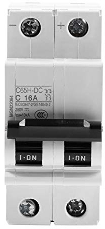 Candeon Disjoncteur CC - Interrupteur sectionneur Miniature à 2 pôles 250V CC Basse Tension pour la Protection des Circuits électriques Contre Les surcharges, Les Courts-Circuits (16A)