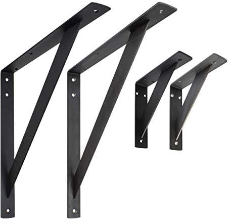 Natural Goods Berlin 2X Regalträger MOABIT | Design Wandkonsole Metall | stabile Regalhalterung Wandmontage | schwerlast Regalwinkel Wandregal Schweberegal Holz Küche Flur Büro (400mm, Schwarz)