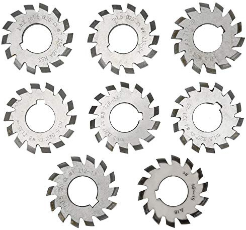 8-teiliger Hochgeschwindigkeitsstahl-Zahnradfräser M1.5 20° Zahnradfräser Industriematerial