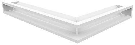 KRATKI Lüftungsgitter Warmluftgitter Luft 766 x 547 x 90 mm weiß Eck Links | 45° Luftauslass, für Kaminbelüftung. Für moderne Innenräume, für Warmluftverteilung