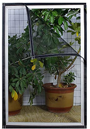 MAODOU 120x140cm,Zanzariera Per Finestra,Zanzariera Con Nastro Magico Protezione Zanzara, Adesivo nero garza nera