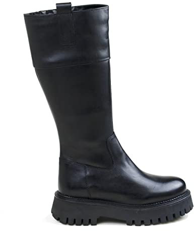 Keys Stivale Alto da Donna Platform in Vera Pelle Nero Gambale 33 cm Art. K5703 (Numeric_39)