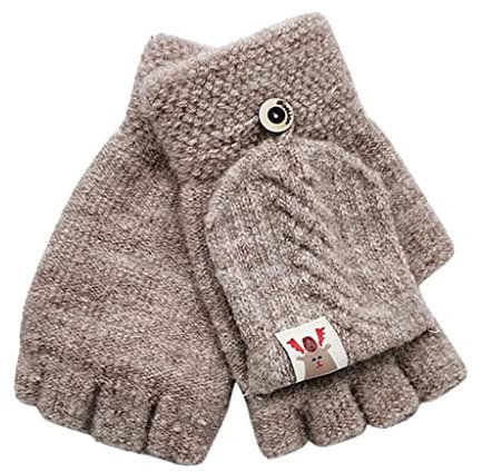 Thermohandschuhe Winter Kinder Halbfinger Handschuhe Fingerlose Fäustlinge Mädchen Winter Fingerhandschuhe Strickhandschuhe Thermohandschuhe mit Klappe (Über 12 Jahre alt)