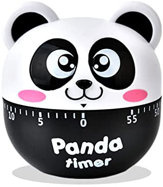 Küche Mechanischer Timer, Eieruhr, Lustiger Kurzzeitwecker für 60 Minuten, Back- und Kocherinnerung (Panda Schwarz)