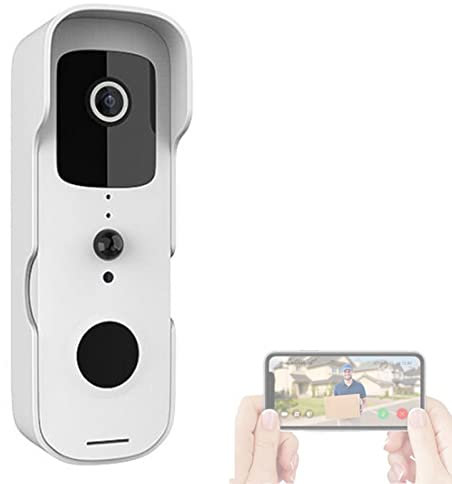 YAMIA1115 Intelligente Gegensprechanlage Drahtlose Video-Türklingel-Kamera Türklingel-Kamera Wi-Fi mit Bewegungsmelder 1080P für die Sicherheit Zu Hause 166 ° Weitwinkel-Nachtsicht,White