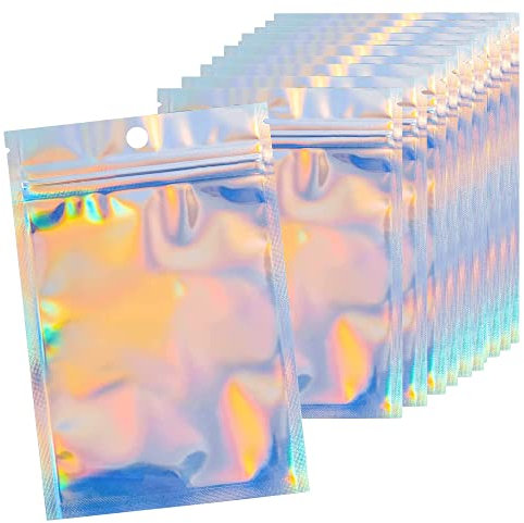 Volsha 8x13cm 100 Grip Foil Ziplock Bags, Small Clear Plastic Bags, Resealable Storage Pouches, Poly Zip Lock Bags, Perfect for Kitchen Storage, Jewellery, Diamond Painting, Small Cookies and Sweets