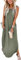 Cuptacc Sommerkleid Damen Ärmellos Strandkleid 2025 Damenkleider Sommer Lang Maxikleid mit Taschen Marine Grün,Mittel M38-40