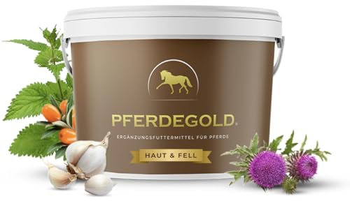 Pferdegold Haut & Fell - Diät-Ergänzungsfuttermittel für Pferde - Optimaler Nährstoffbooster für Gesundheit & Schönheit des Fells - für alle Pferderassen - Made in Germany - 1,5 kg