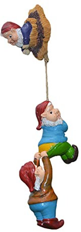 Baumzwerg-Statue mit Drei Süßen Gnomen an Einem Seil - Kletterzwerge aus Harz für Garten-, Hof- und Terrassendekorationen - haltbare Ornamente