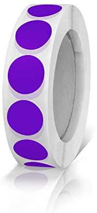 Meitaat Purple Round Dot Stickers 13mm Coloured Circle Labels 1000 Pcs | Waterproof Vinyl, Strong Adhesive, Removable Sticky Dots, Colour Coding, Planners, Calendars, Office, Inventory, Organisation