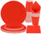 PARTY GO 96 Pcs Red Paper Plates, Party Plates Cups and Napkins Disposable Party Tableware Set Supplies for Birthday Wedding Holiday Graduation Baby Shower Decorations Serve 24 Guests