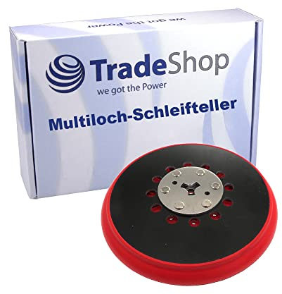 Trade-Shop Klett Medium Aluminiumoxid Schleifteller fr Exzenterschleifer, Schwarz, Rot, M8 + 5/16 UNF