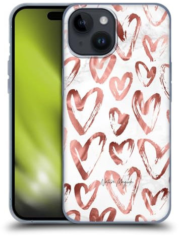 Head Case Designs Licenza Ufficiale Nature Magick Rose Gold Love Marble Love Hearts Custodia Cover in Morbido Gel Compatibile con Apple iPhone 15