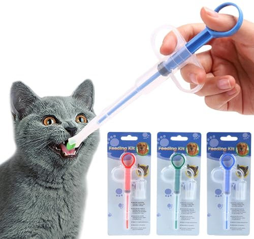 3 Stücke Haustier Medikamenten Spritze Tabletteneingeber Katze Pet Pusher Spritze Wiederverwendbare Tabletteneingeber für Katzen Hund Welpen Kleintierm, Tabletten Applikator Katze