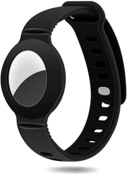 SUBORAWOS AirTag Kinder Armband, Silikon Bracelet Schutzhülle für Airtag, Airtag-Uhrenarmband für Kinder, Kleinkinder (Schwarz)