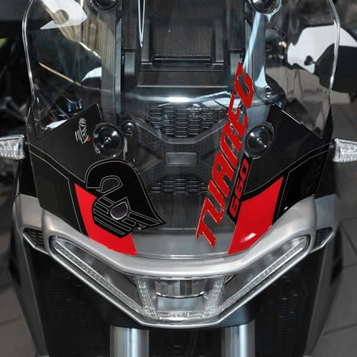 labelbike - 3D Gel Harz Aufkleber Wind Schutz Scheibenschutz Motorrad kompatibel mit Aprilia Tuareg 660 2023-2025 - Farbe Carbon-Rot-Schwarz