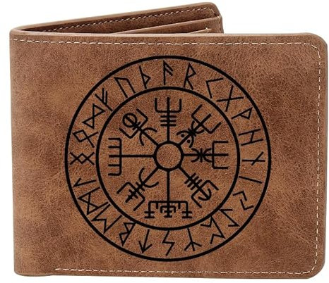 THTCSQ Wikinger-Geschenk, Ledergeldbörse für Herren, gravierte personalisierte Ledergeldbörse, nordische nordische Amulett-Geldbörse, Wikinger-Krieger-Geldbörse, nordische Götter Geschenke, Wikinger,