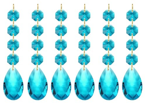 PATIKIL Tränenförmige Kristall-Kronleuchter-Anhängerperlen, 6er Pack 120mm Länge 38mm Kronleuchter-Prismen-Teile Verzierungen Hängende Perlen für DIY Kunsthandwerk Dekoration, Marineblau
