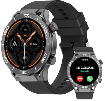 Abyx Fit Saturn 4 - Smartwatch für Damen Herren, Fitness 1,52 HD Touch-Farbdisplay mit Telefonfunktion, Armbanduhr Blutdruckmessung Herzfrequenz Schlafmonitor, Real SpO2, Sportuhr IP68, Schrittzähler