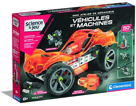 CLEMENTONI - Véhicules et machines - 50 constructions - Manuel illustré et application pour visualisation 3D - Fabriqué en It