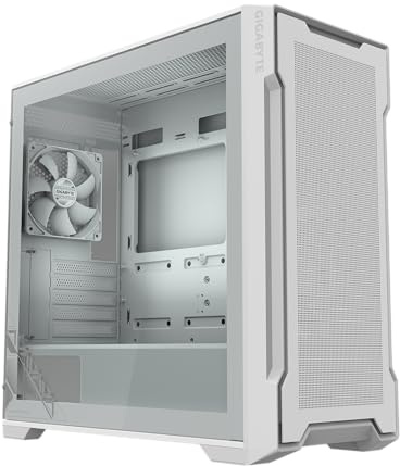 GIGABYTE C102 Glass ICE - White Mid Tower PC Gaming Case, Tempered Glass, PSU Shroud, 2X 120mm Fans (GB-C102GI)