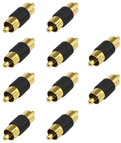 OTOTEC 10 Unidades RCA Macho A Macho Convertidor de Extensión Acoplador Chapado en Oro Adaptadores de Audio Y Vídeo Conectores para La Mayoría de Dispositivos de Audio Profesionales Y Domésticos
