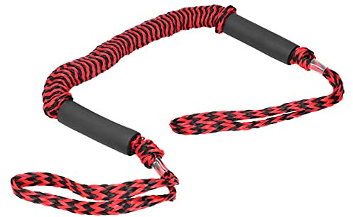 Gigicial Festmacherleine Boot, Elastisches Anlegeseil dehnbar, Clip Festmacherleinen & Dock Ties für Boot Jetski Pontoon Kajak Kanu (rote und Schwarze Rippel)