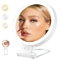 Cuteefun Miroir Grossissant X20, Miroir Maquillage Lumineux des Deux Côtés, Luminosité Réglable, Miroir de Table LED Rechargeable et Pliable pour Chambre à Coucher, Table de Toilette, Les Voyages