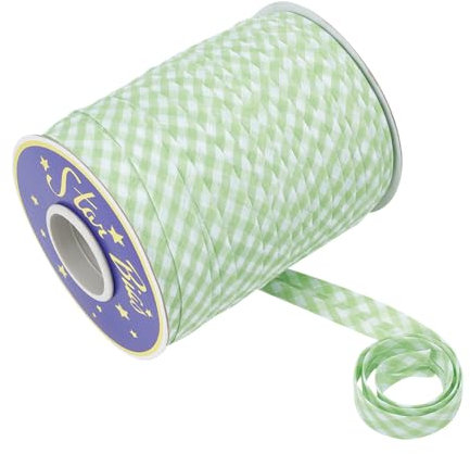 NBEADS 100 Yards Gingham Einfassband, 1.4cm Karo Geschenkband Kariertes Geschenkband Vichykaro Dekoband Polyester Kariertes Bänder für Paspelierungen Geschenkverpackungen, Hellgrün