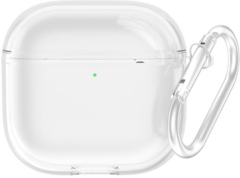 GETBSTOOP Custodia Protettiva Trasparente for (A-Apple) AirPods 4 Cover for Auricolari Wireless in TPU con moschettone Custodia Trasparente for (A-Apple) Air-Pods 4 (2024) Custodia di ricari