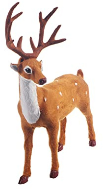 Garneck Weihnachtselch Stehendes Rentier Rentier-Miniatur Weihnachtsauto-innendekoration Feiertagsbaumrock Desktop-Spielzeug Fensterspielzeug Weihnachtselch Plüsch Wildtiermodell REH