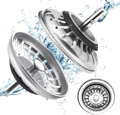 LICQIC Kitchen Sink Accessories, Stainless Steel Leak Proof Kitchen Sink Strainer Plug for Kitchen Sink Bowl, Diameter 78mm (1PCS)