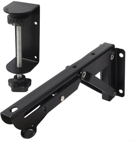 Entgoinggo Multi Use Desk Bracket, Coldrolledsteel Desk Bracket Shelf Brackets Hand Rest Clipon Keyboard Tray(big)